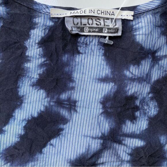 Closed Brand Silk Tie Dye Top blue blouse size Small - Picture 7 of 9